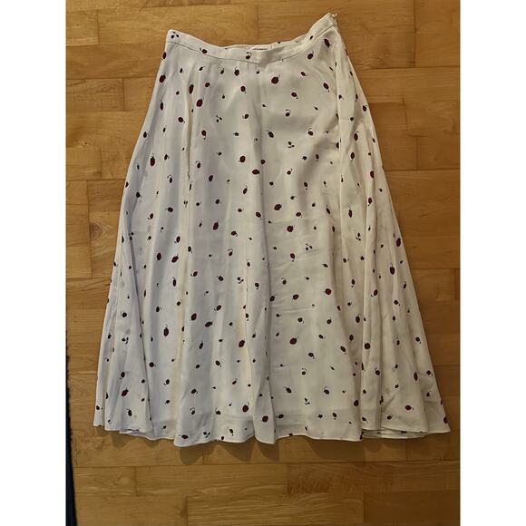 chinti and parker strawberry print skirt White Midi Silk 4 - Picture 2 of 4